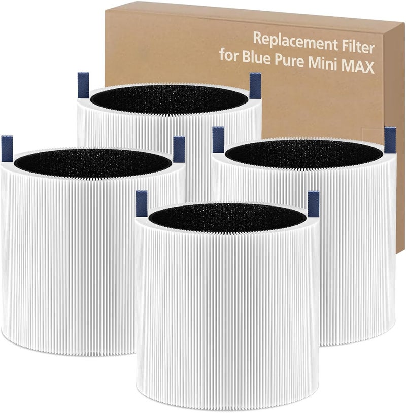 WILERDA 4 Pack Mini Max Air Filter Replacement, FMINI Filter Compatible with BLUEAIR Blue Pure Mini Max Air Purifier, True HEPA H13 + Activated Filter - Image 1
